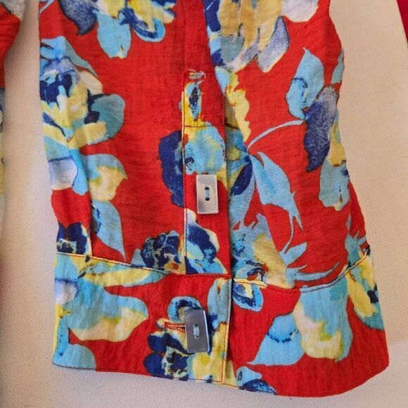 Multiples Women's Floral Long Sleeve Pleated Tunic Top Blouse Red Blue Size 1X - Picture 8 of 13